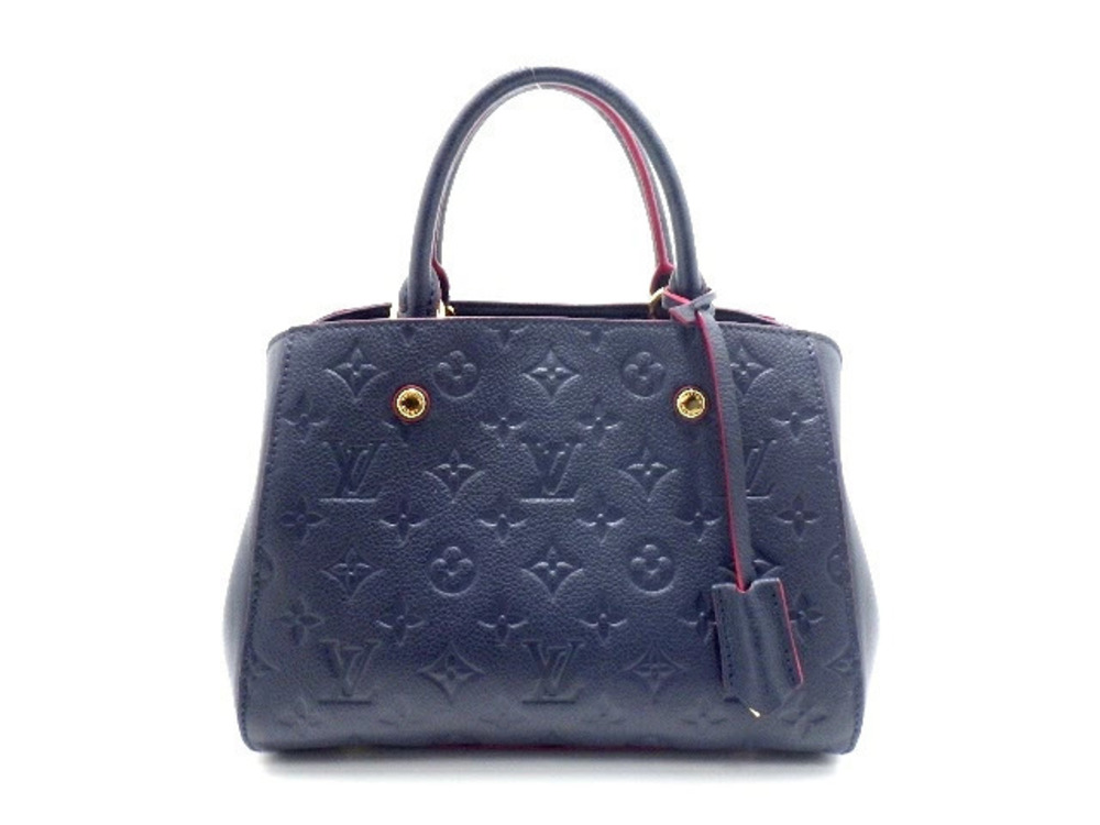 LOUIS VUITTON Monogram Empreinte Montaigne Handbag Marine Blue Rouge Red